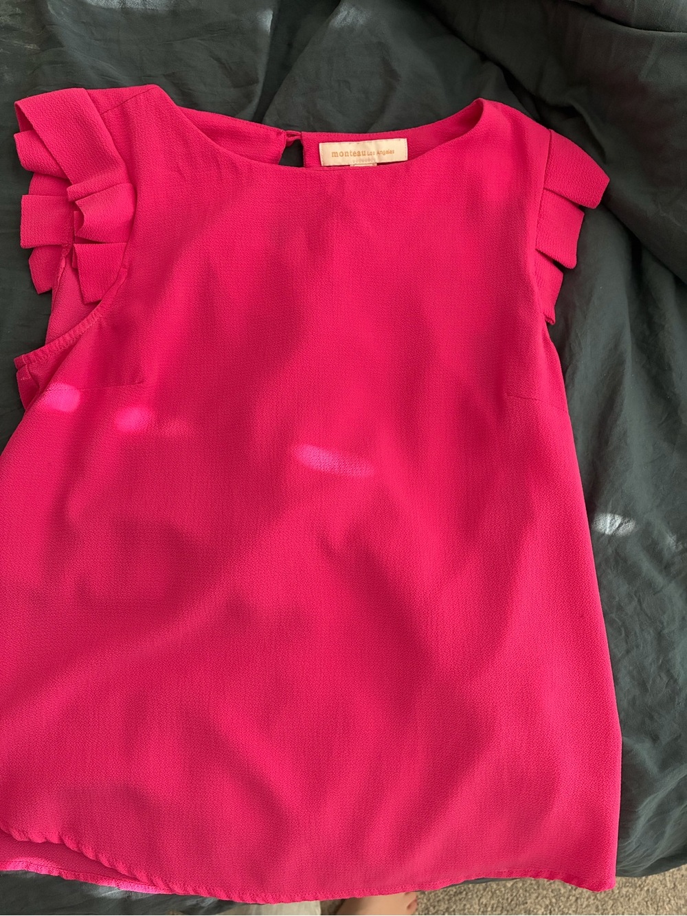 Monteau Hot Pink Crewneck Blouse